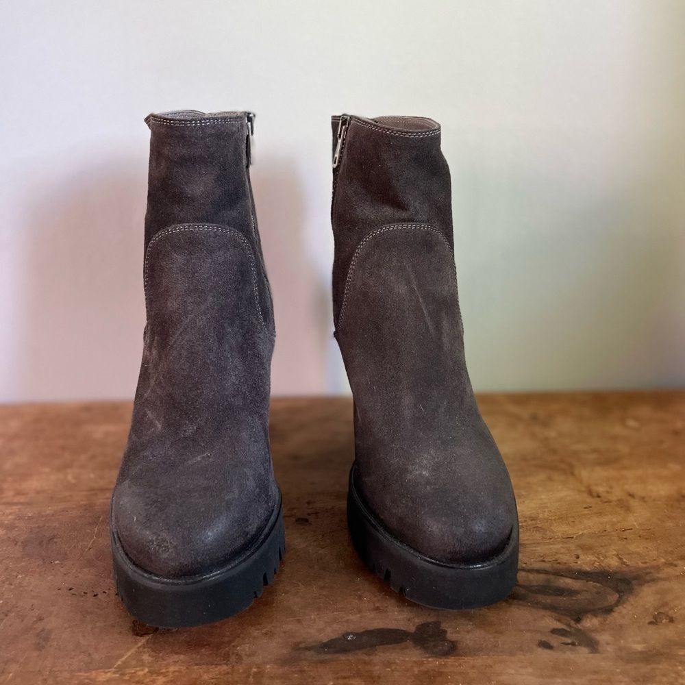 Now Velour Lug Sole High Heel Boots View 2
